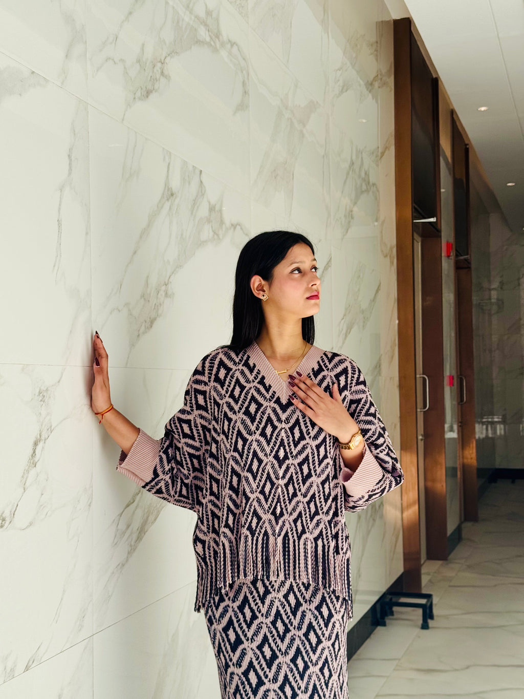 Laura Skirt Set- Navy Blue