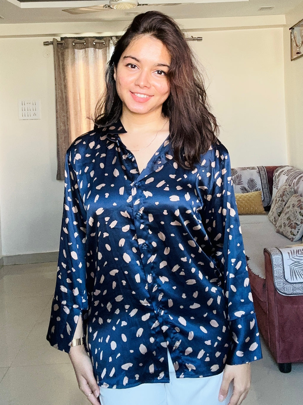 Midnight Dot Satin Shirt