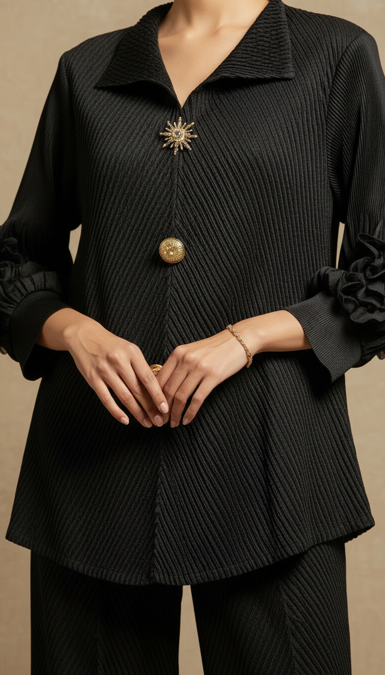 The Royal Amethyst Pleated Co-ord-Black