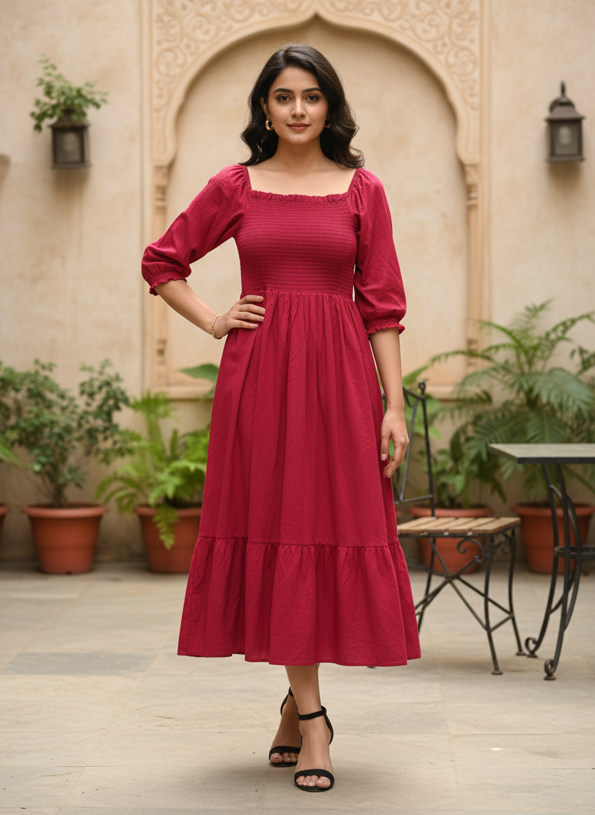 Ruby Romance Smocked Maxi Dress