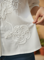 Ivory Corded Bloom Mandarin Blouse