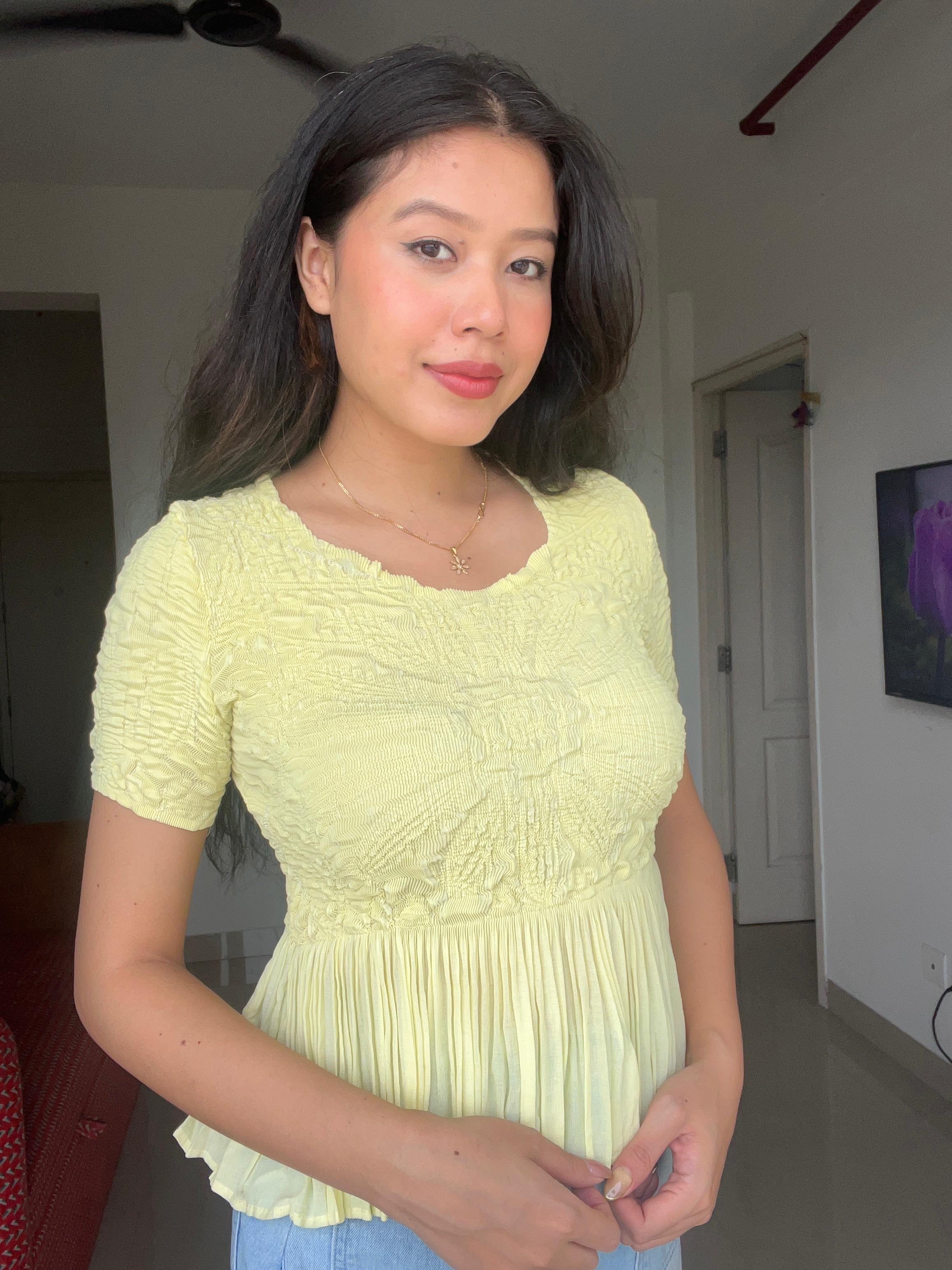 Sunlit Pleated Peplum Top