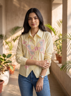 Striped Butterfly Embroidered Shirt