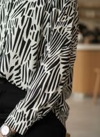 Monochrome Ink-Stripe Oversized Shirt