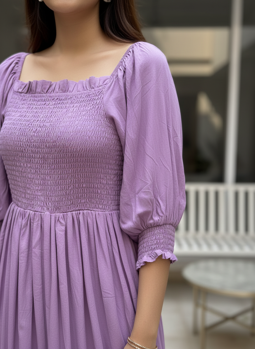 Lilac Bloom Smocked Maxi Dress