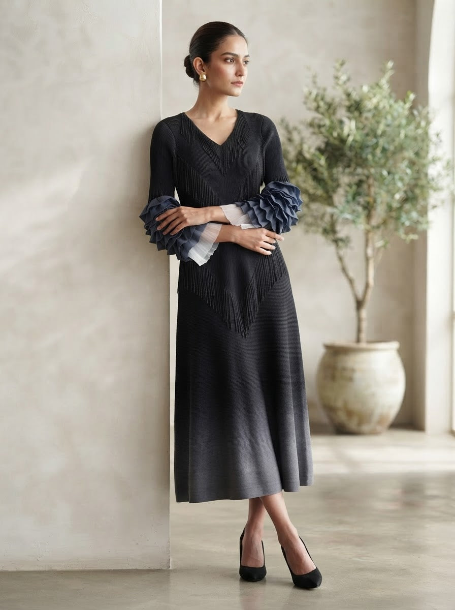Summer Ombré Pleated Dress