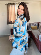 Ocean Brushstroke Satin Shirt