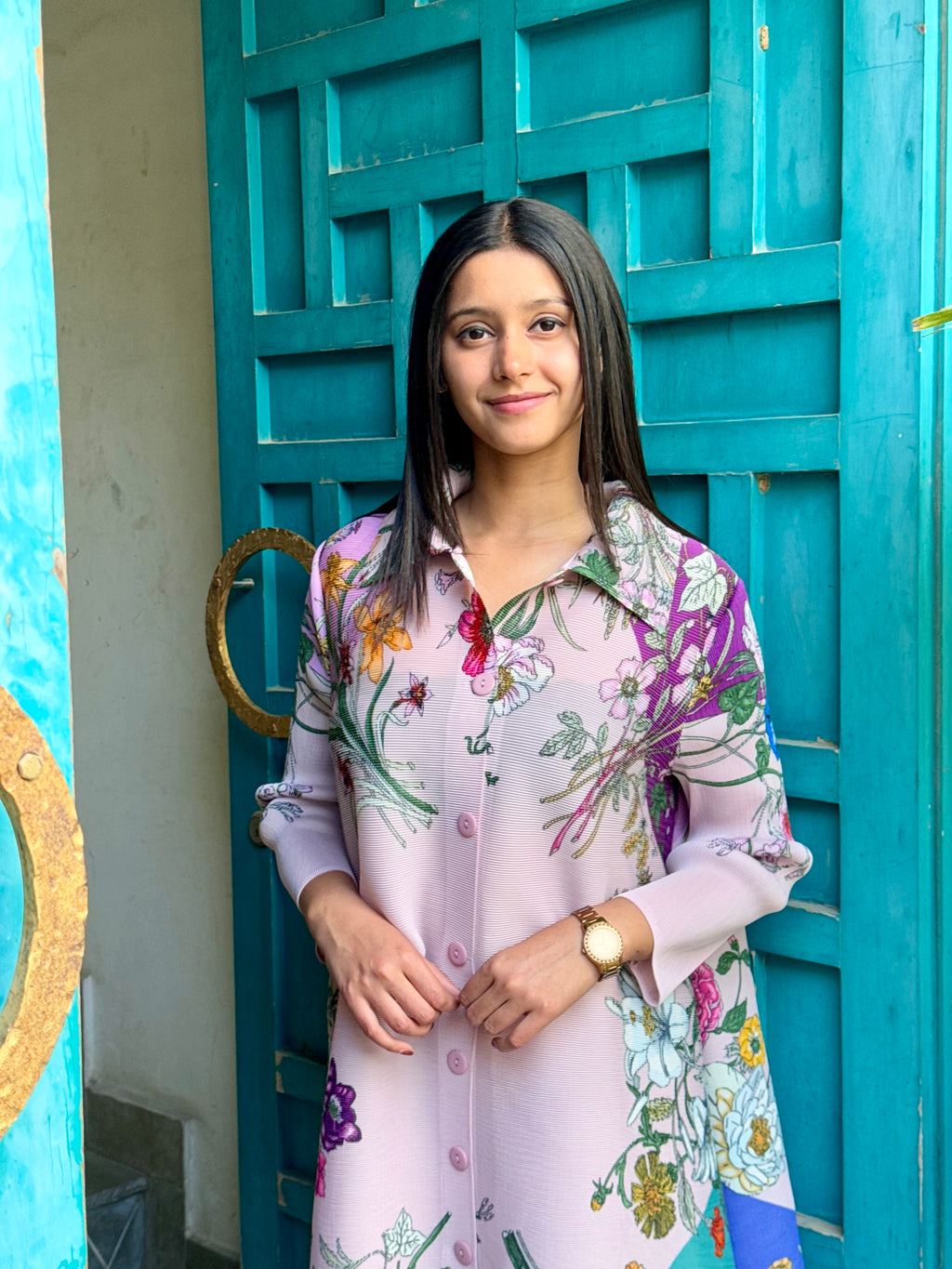 Ria Floral Dress/Long Top- Lavender