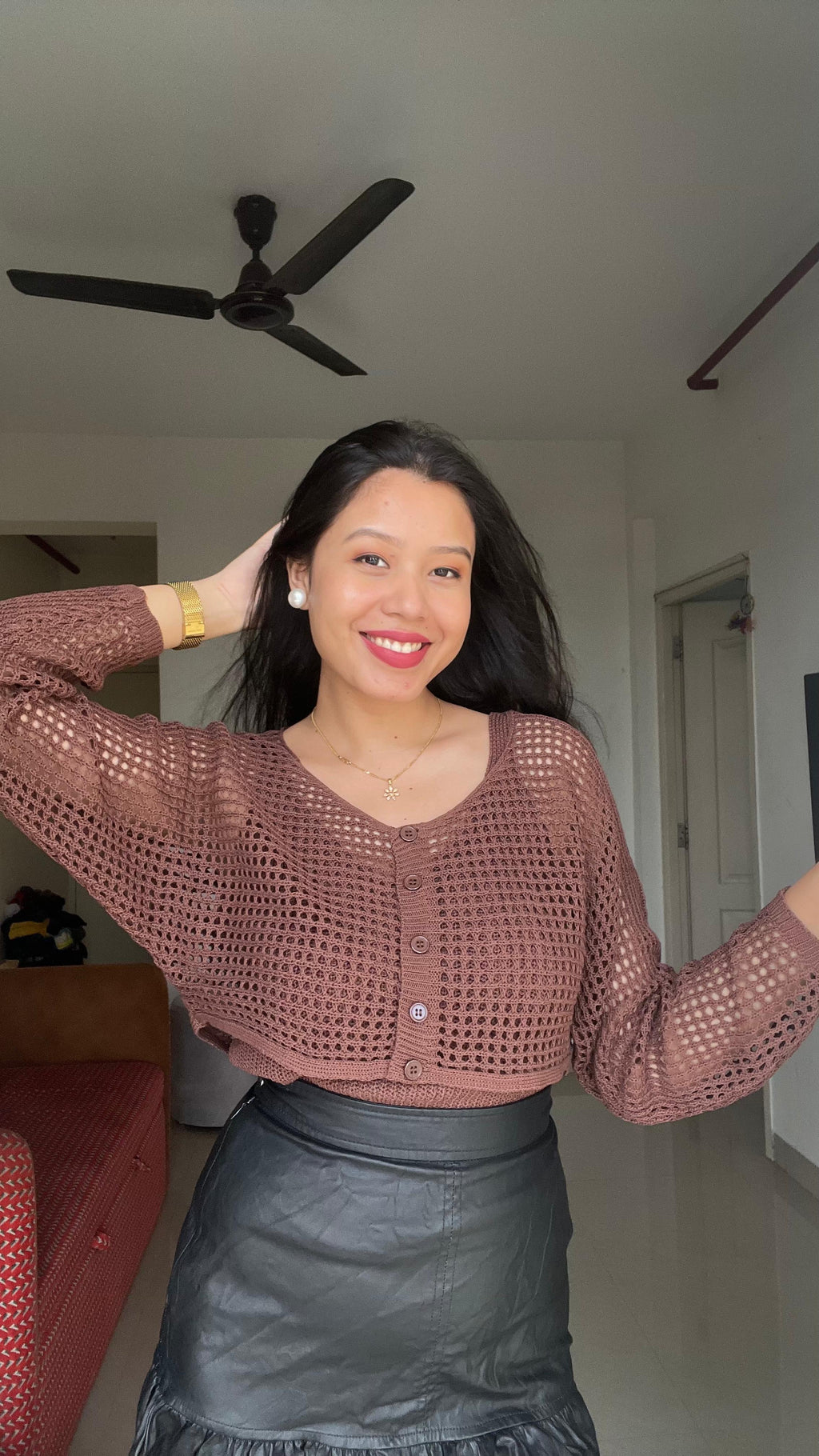 AURA Crochet Buttoned Cardigan