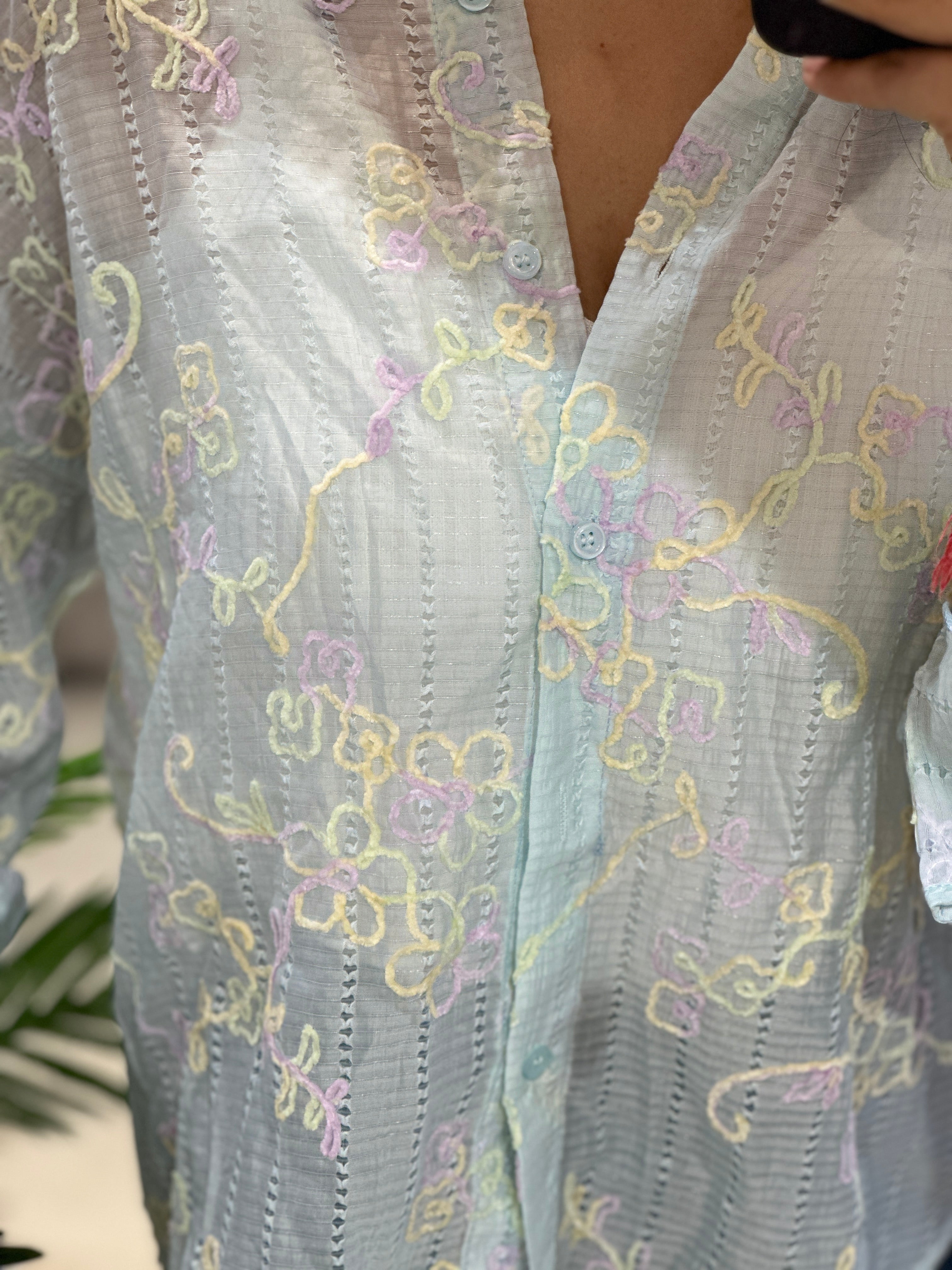 Ana Organza Shirt- blue