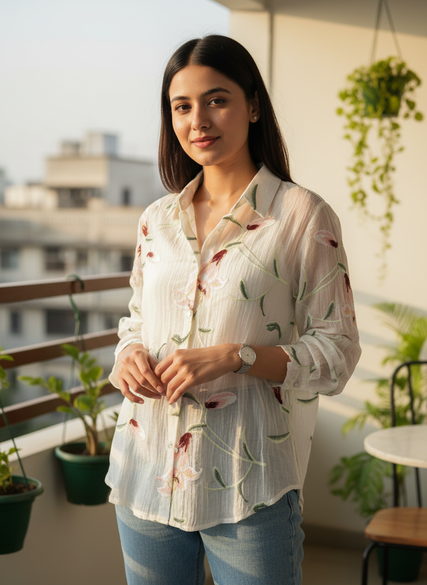 Floral Embroidered shirt
