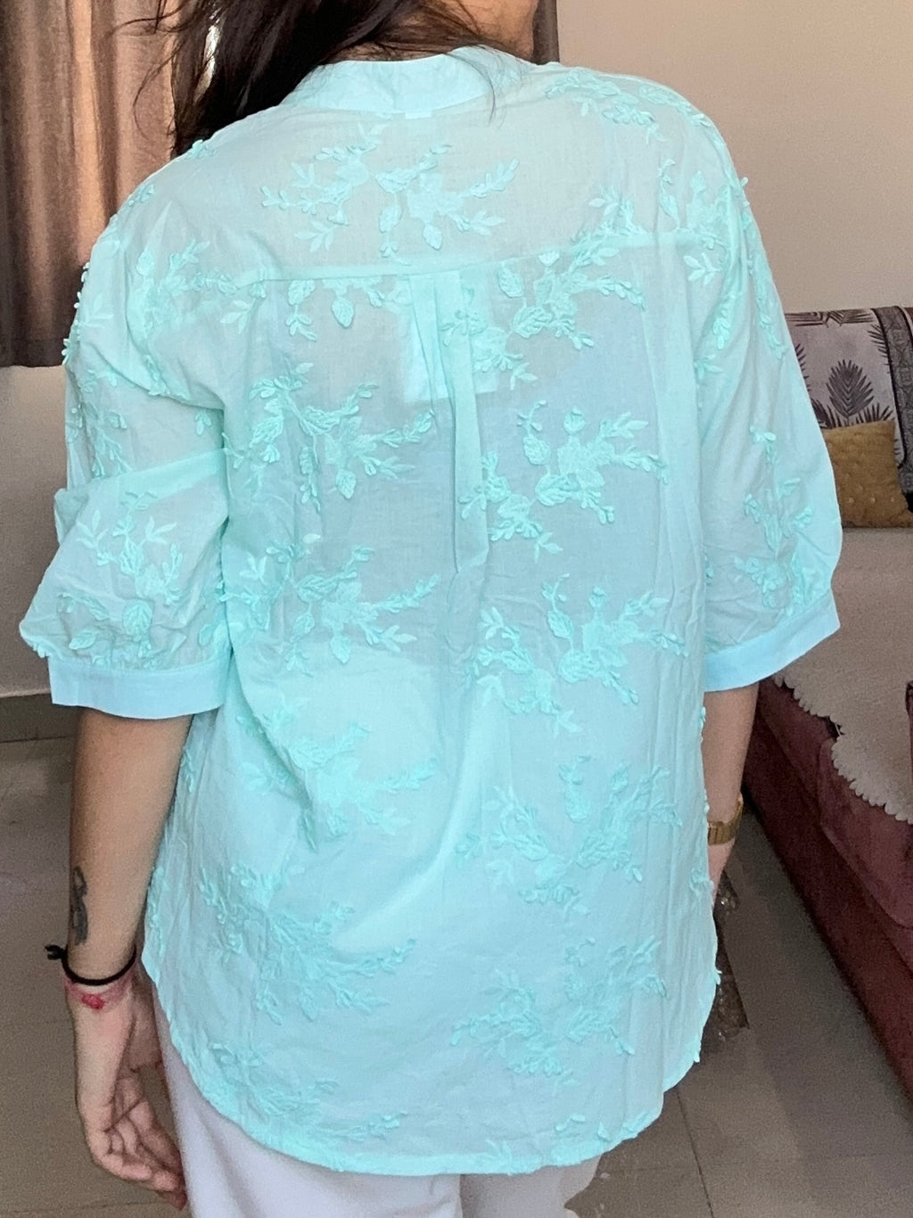 Aqua Bloom Mulmul Shirt