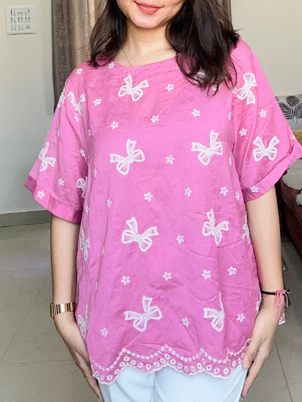 Sakura Bow Cotton Top