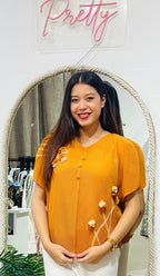 Floral Textured Pleated Blouse