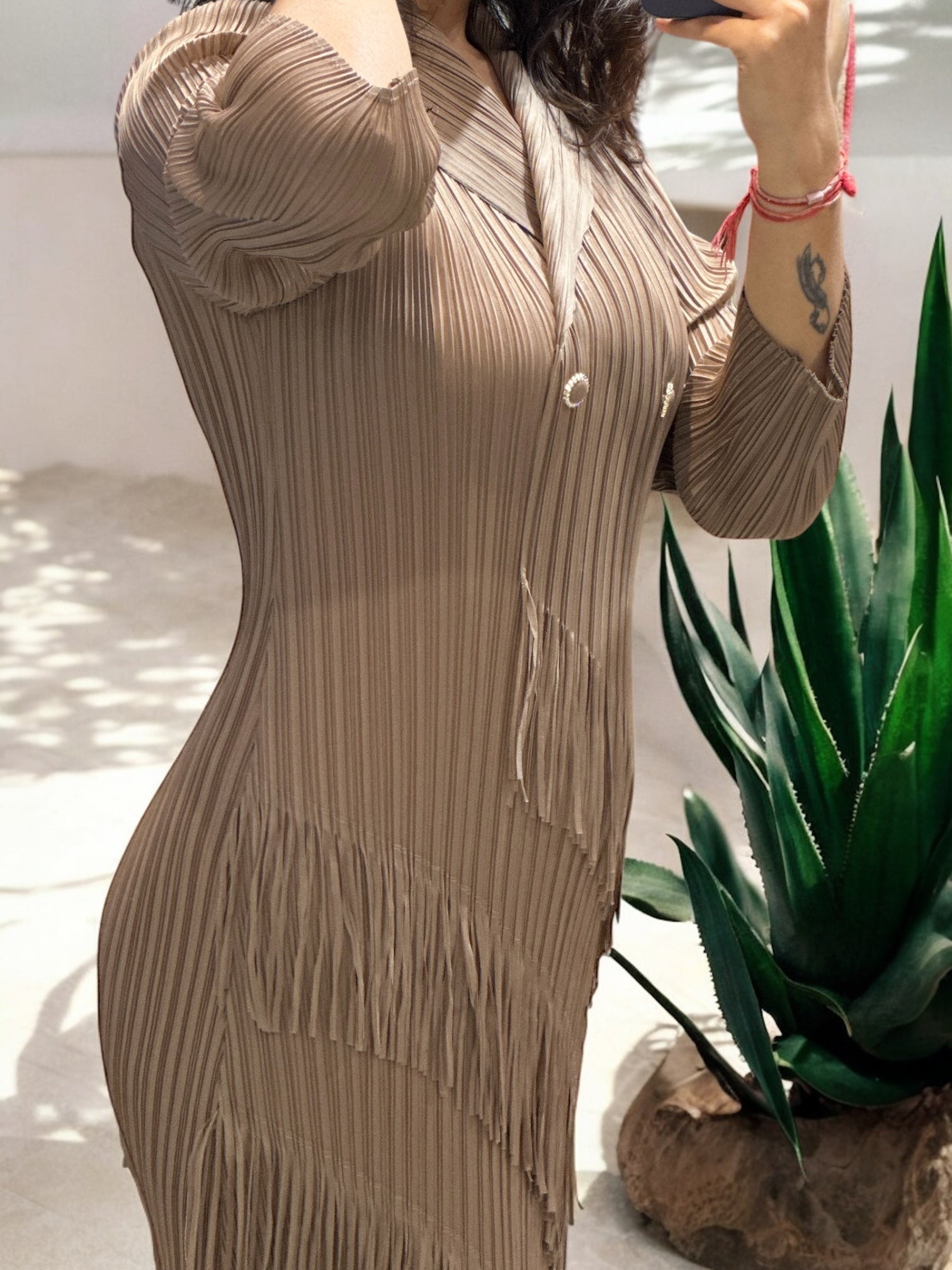 Bella Fringe Dress- Brown