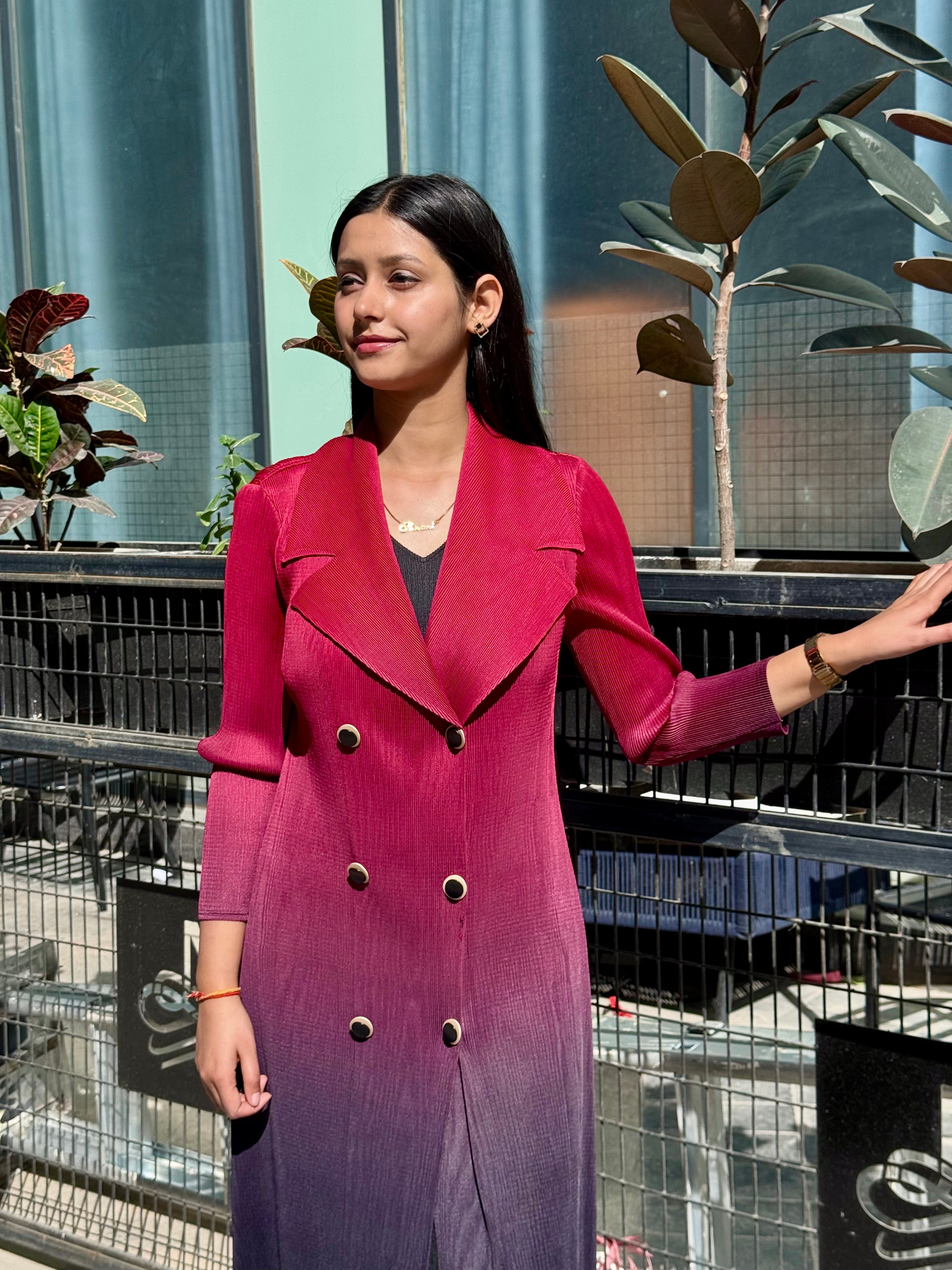 Jade Shaded Blazer Dress- Red