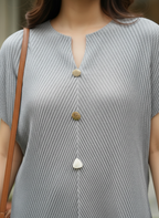 Silver Textured Button-Down Top