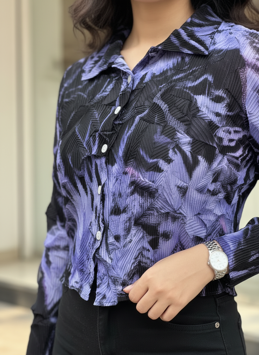 Violet Crinkled Top