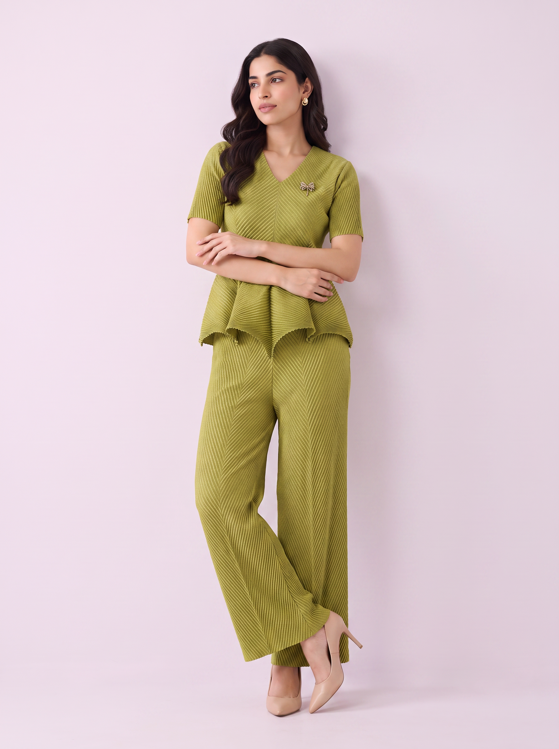 Peplum Pleated Set