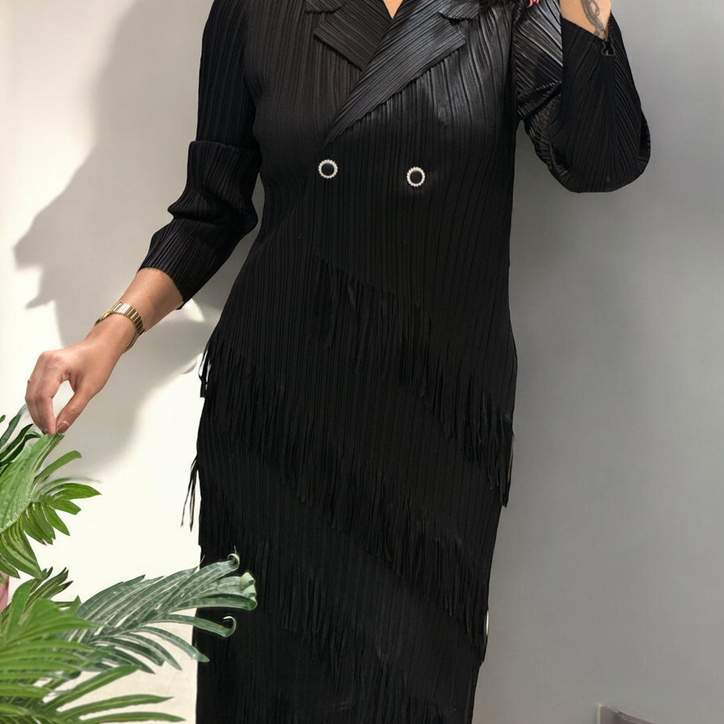 Bella Fringe Dress- Black