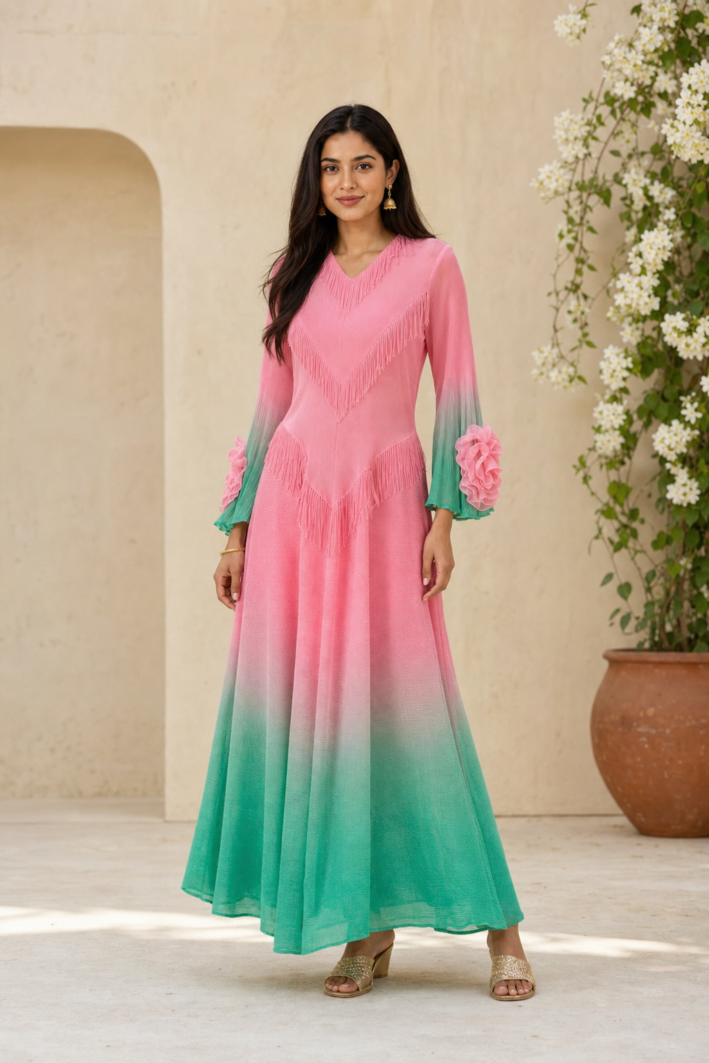 Summer Ombré Pleated Dress