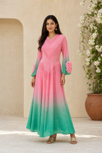 Summer Ombré Pleated Dress