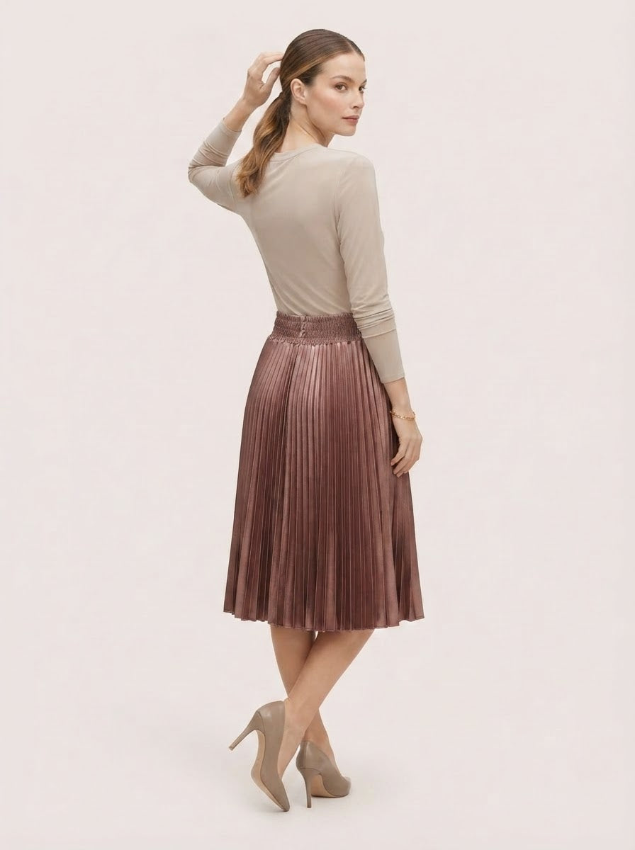 Metallic Pleated Mini Skirt