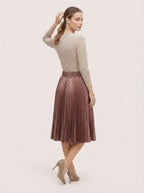 Metallic Pleated Mini Skirt