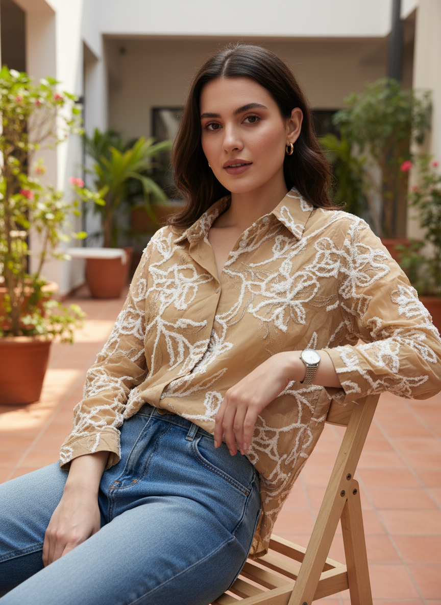 Floral Embroidered shirt