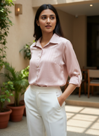 Blush Satin Tailored Shirt