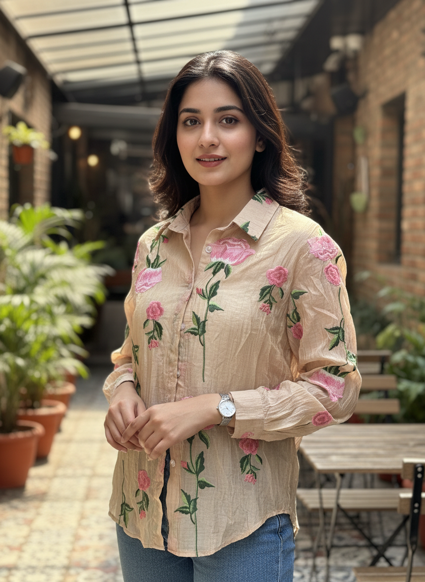 Floral Embroidered Shirt