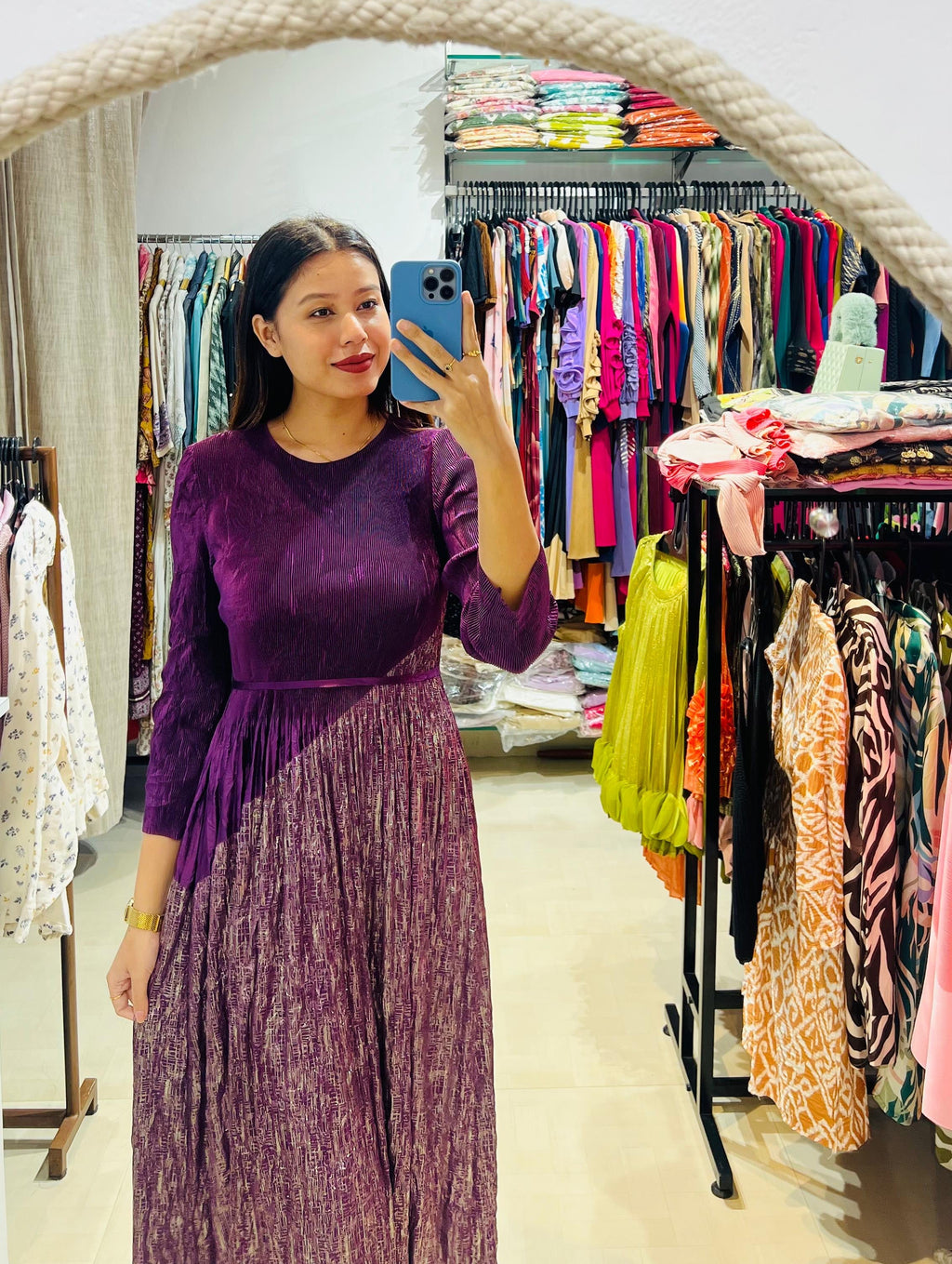 The Midnight Iris Pleated Midi