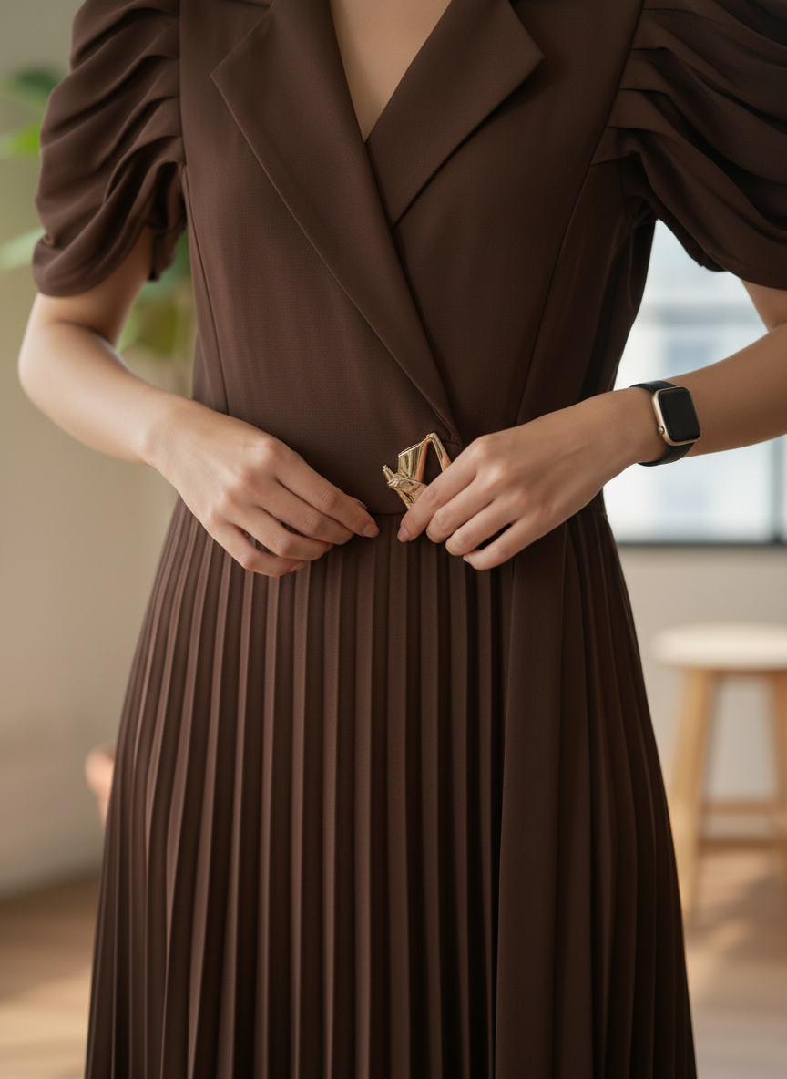 Mocha Blazer Tie Dress