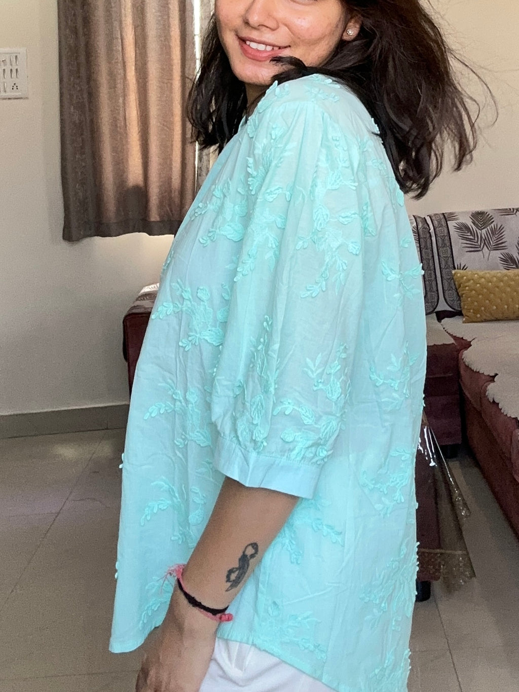 Aqua Bloom Mulmul Shirt