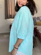 Aqua Bloom Mulmul Shirt