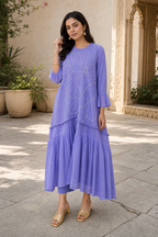 Lilac Pearl Pleated Dress