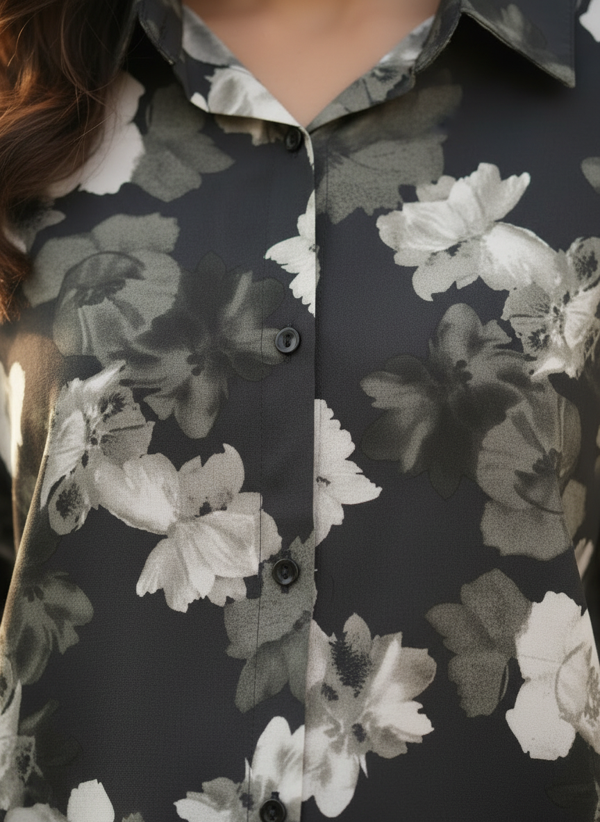 Noir Bloom Oversized Shirt