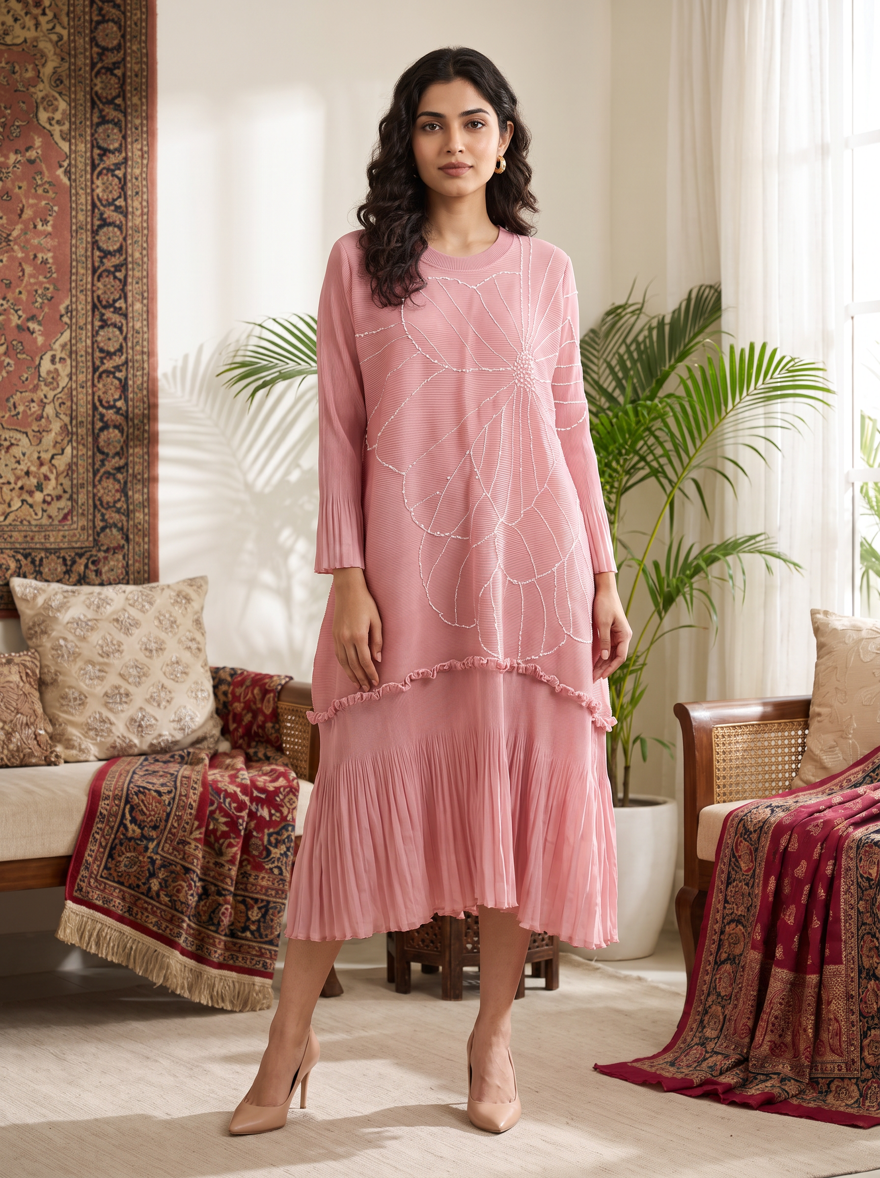 Pearl Pleated Dress
