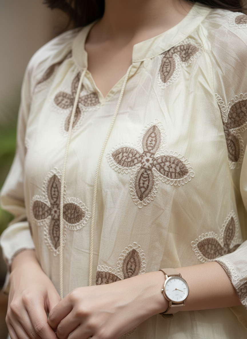 Chanderi  Embroidered Tunic