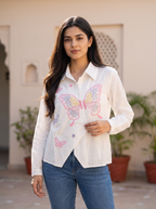 Butterfly Embroidered Shirt