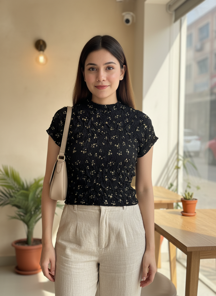 The Cloud Pleated Mock-Neck
