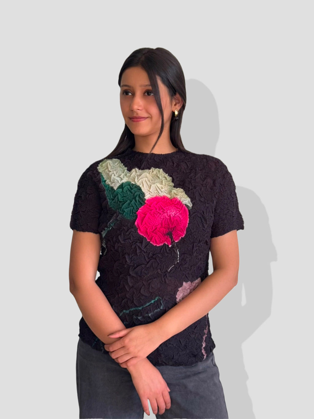 Cherry Printed Top- Black