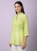 Zesty Lime Floral Appliqué Shirt