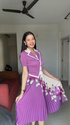 VIOLETTE Butterfly Pleated Dress