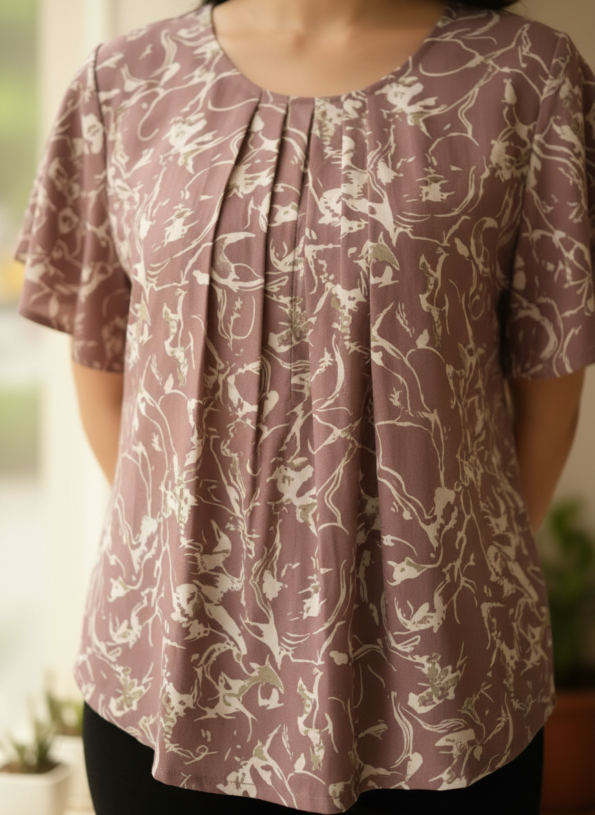 Dusty Rose Marble Print Top