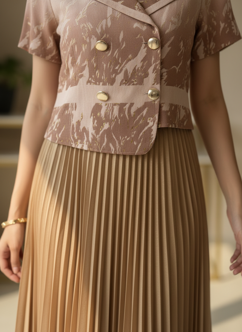 AMÉLIE Soft Blush Pleated dress