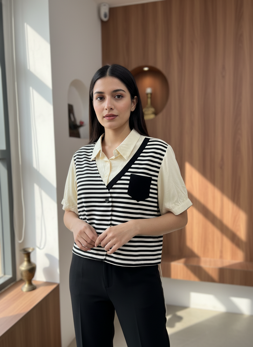 The Arden Striped Vest Set