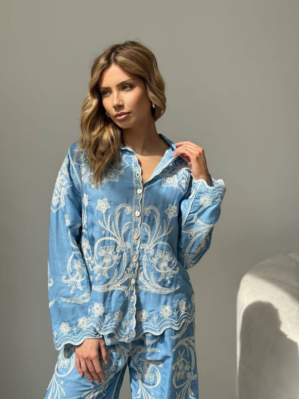 Esaa Threadwork Linen Silk Coord