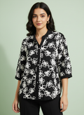 Black Embroidered Button-Down