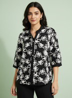 Black Embroidered Button-Down